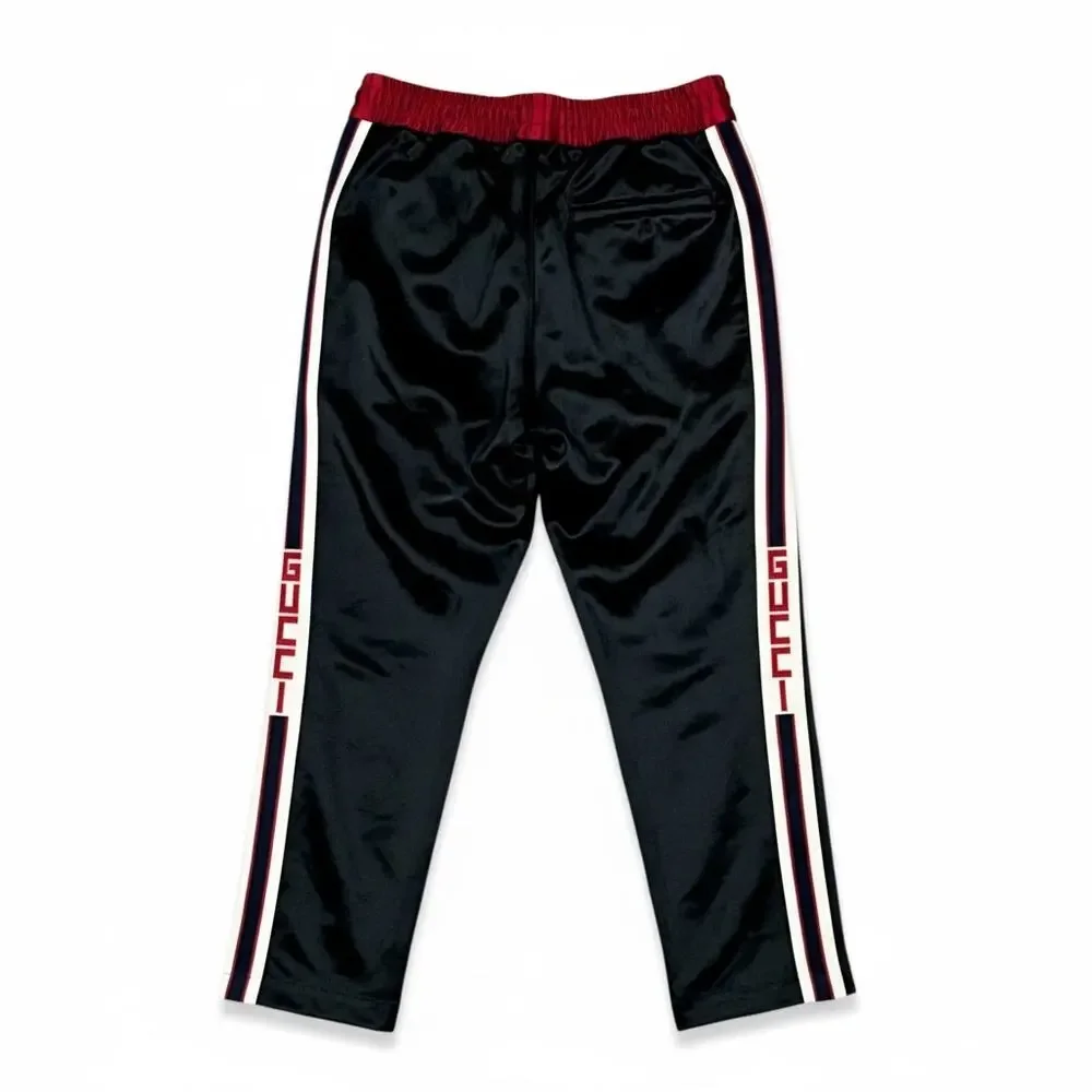 Gucci 2018 SS Black Acetate Black Red Sweat Track Athletic Pants EU 44 US XS
